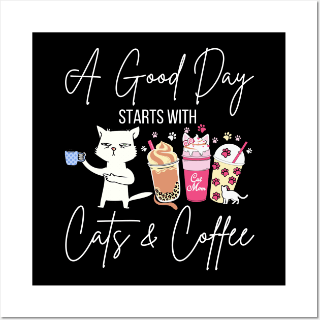 Cats and Coffee Wall Art by Inktopolis